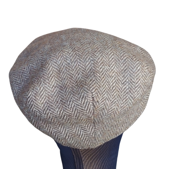 Christy's London Radnor Tweed 100% Wool Gray Brown White Newsboy Cabbie Cap Vint - Picture 6 of 15